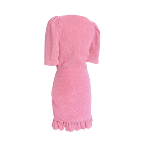 SAYLOR NWOT plissé wrap mini dress in Dusty pink Size S/M - Picture 4 of 9